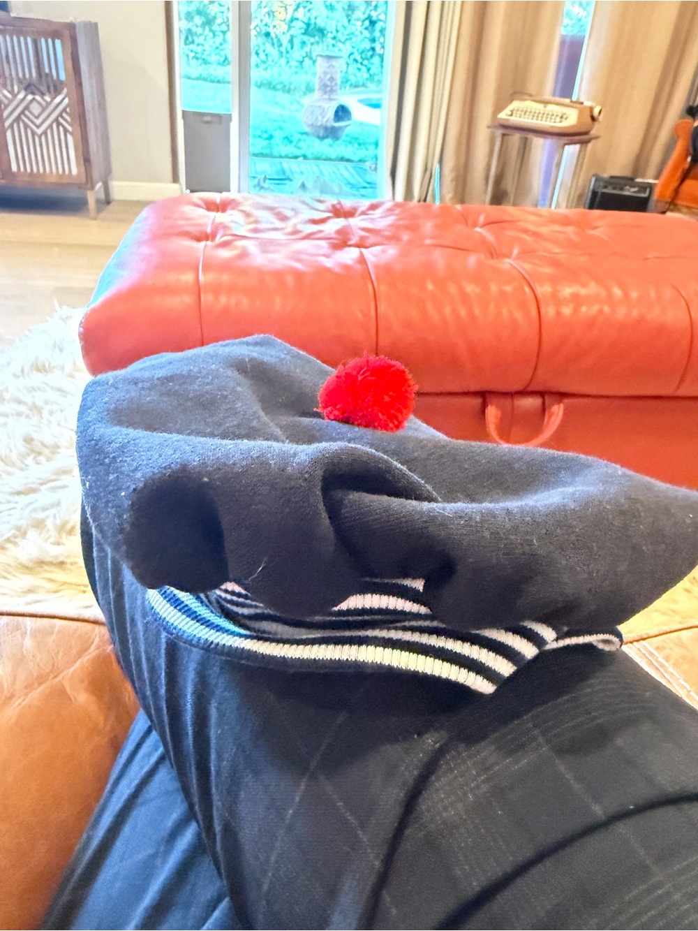 Sailor beret with red Pom-pom - for young one - Picture 3 of 5